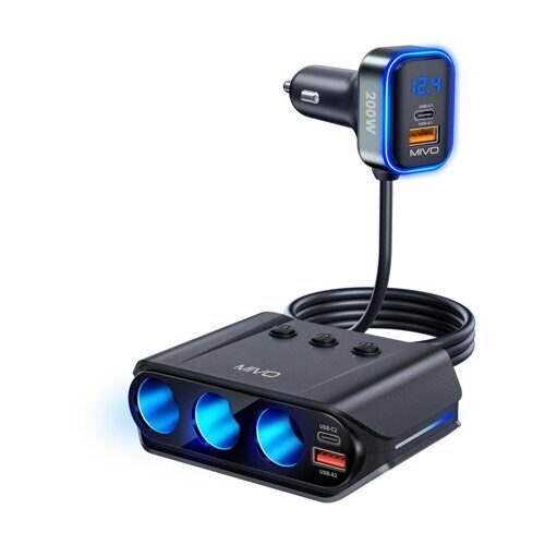Автомобильный разветвитель прикуривателя Mivo MU-301 / 200Вт / QC3.0 / PD 45W